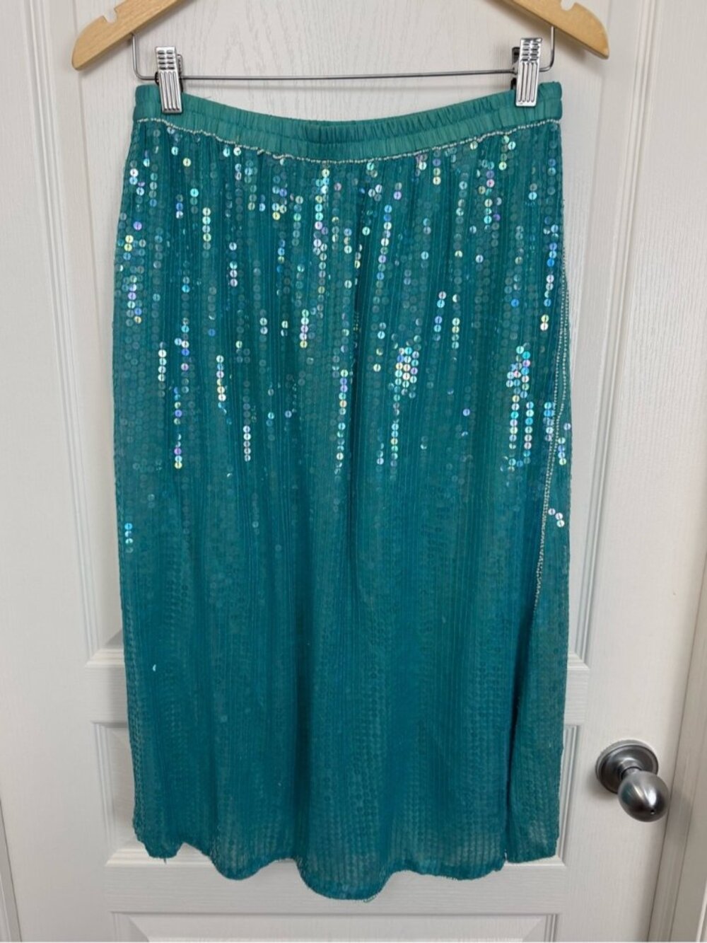 Vintage Sequin Butterfly Skirt Size Large Blue Silver - Picture 4 of 9
